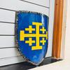 71.12 cm Medieval Crusader Jerusalem Cross Shield Blue Yellow Kite Shield Handcrafted Knight Armor for Reenactment, LARP Wall Gift