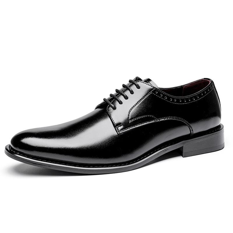 Men's Leather Shoes Men's Genuine Leather British Style Smooth Surface Dress Business Derby Men's Leather Shoes To Work Commuter Men's Shoes Increas