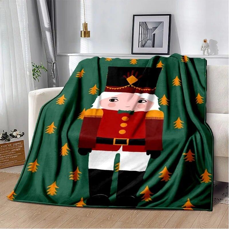 Мягкое плюшевое одеяло с 3D Щелкунчиком, рождественской елкой, фланелевое одеяло, одеяло для гостиной, спальни, кровати, дивана, чехол для пикника, детское одеяло