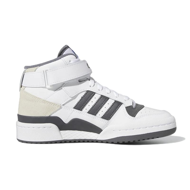 adidas Оригинальные FORUM Mid J Устойчивые к истиранию Высокие Детские Скейтбордические Кроссовки Бело-Серые Подростковые Сникеры GY7061