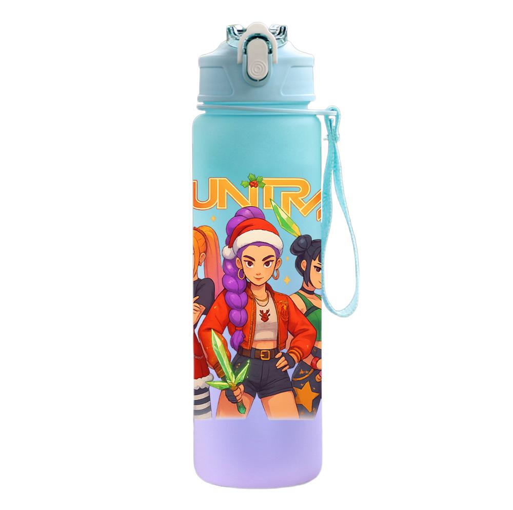 750Ml Water Bottle Cartoon Christmas K-Pop Demon Hunters Printed Large Capacity Drinking Cup Portable Outdoor Sports Water Cup Children Kid Gift