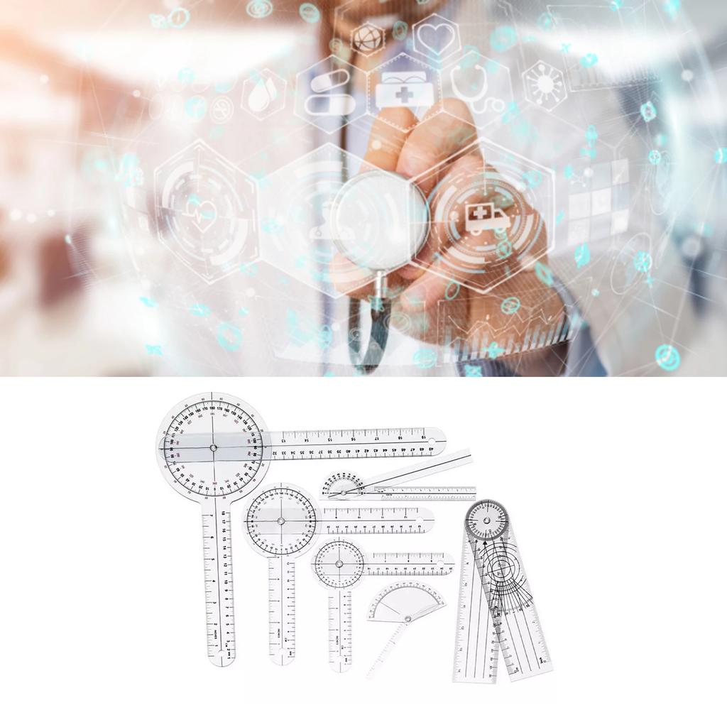 Набор медицинских гониометров 6 шт. ПВХ Прозрачная шкала Устойчивая к износу угловая линейка для ортопедии