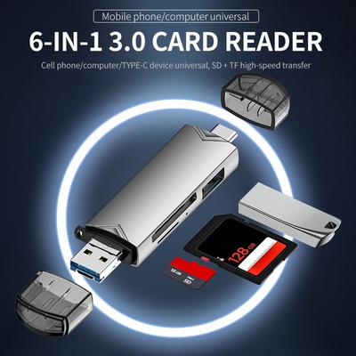 Устройство чтения карт Micro SD типа C, адаптер otg типа c к USB, TF-карта USB 3.0 6 в 1, USB-флеш-накопитель, устройство чтения карт типа C