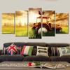 5 Pieces Roaster Tractor Sunset View Modular Cuadros Paintings Wall Art Framework Home Decor Canvas Pictures Posters Decoration No Frame