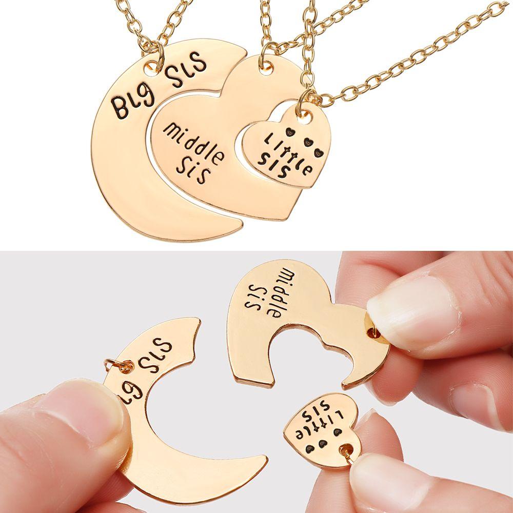 Gifts Best friends Little Sis Good Sister Necklaces 3 Pieces / Set Stitching Necklaces Big Sister