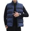 Men Waistcoat Stand Collar Sleeveless Slim Fit Vest Coat with Pockets Solid Color Zipper Closure Windproof Quilted Waistcoat