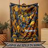 Custom Name Personalized Bumblebee Print Blanket, Home Decor, Bedroom, Sofa, Camping, Couch, Gifts for Birthday Christmas