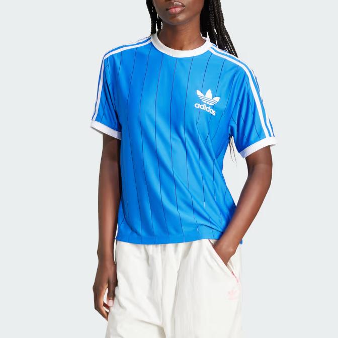 adidas Adicolor 3-полосатая свободная мягкая легкая футболка с коротким рукавом женская синяя IY7233