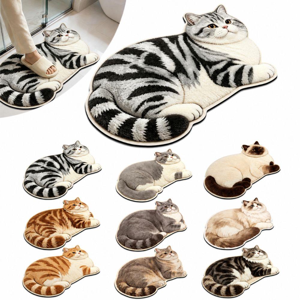 Non-slip Cute Cat Floor Mat 40*60cm Bedroom Door Small Rug Durable Floor Mat for Table Bedside