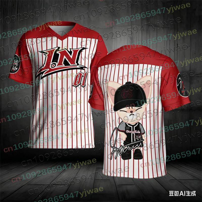 Summer Kpop Stay Album Fans TShirt Felix Hyunjin Unisex Cartoon Jersey Streetwear Short Sleeve Beach Clothing T-Shirt