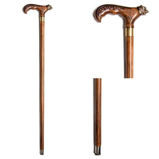 Трость с головой темного волка для мужчин, деревянная трость для подарка, ручная резная деревянная походная трость