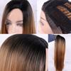 MISSQUEEN Синтетические парики фронта шнурка Ombre Коричневый цвет Натуральная волна Длинный свободный парик волос для чернокожих женщин Термостойкий