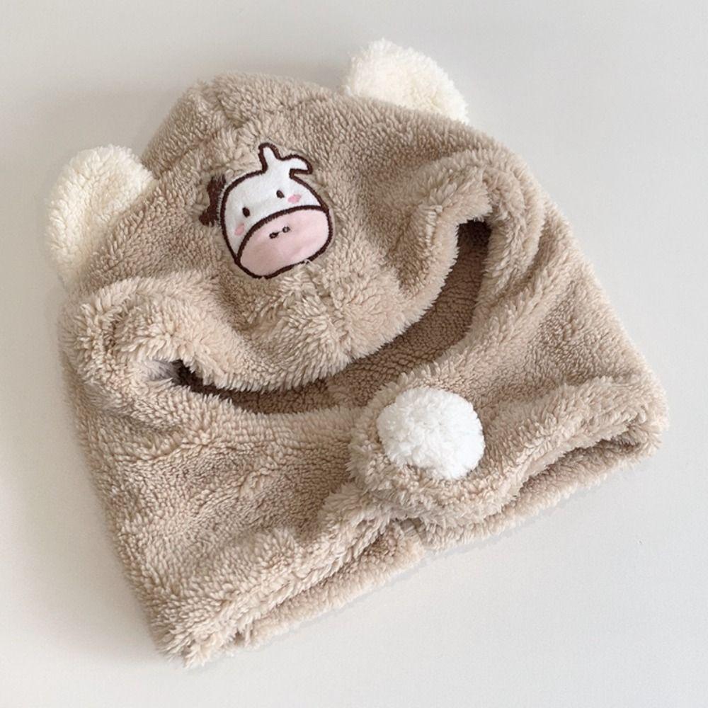 Цельная детская шапка-капюшон, шарф, ветрозащитная детская шапка-бини, милая зимняя детская шапка-шарф