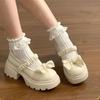 Thick Bottom Mary Jane Shoes Female Spring with Skirt Bow Jk Shallow Mouth Le Fu Single Shoes Fashion Women Summer Shoes Breathable for Hot Weather