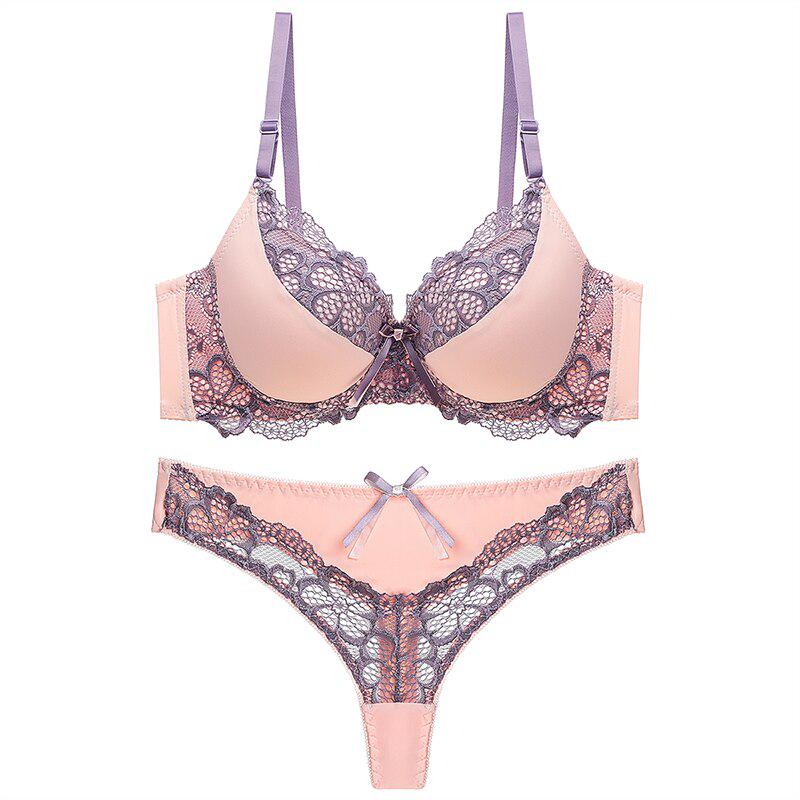 Julexy ABC Cup Bra Set Push Up Sexy Lace Bra Set Femme Bra Thong Set