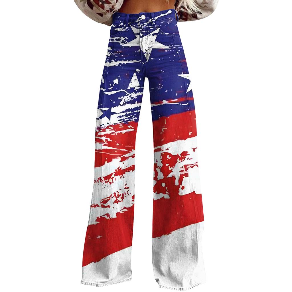 Широкие расклешенные джинсы для женщин с карманами, мешковатые брюки с винтажным цветочным принтом и высокой талией, свободные брюки