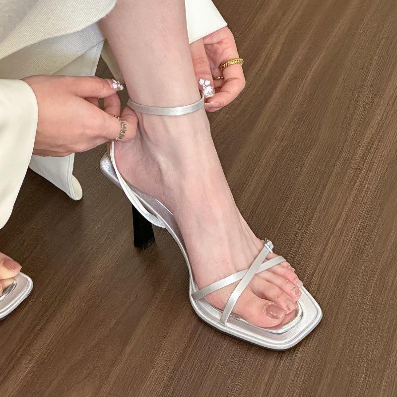 Нежное и экстравагантное чувство! Розовые босоножки с одним словом женские летние атласные туфли на шпильке на высоком каблуке