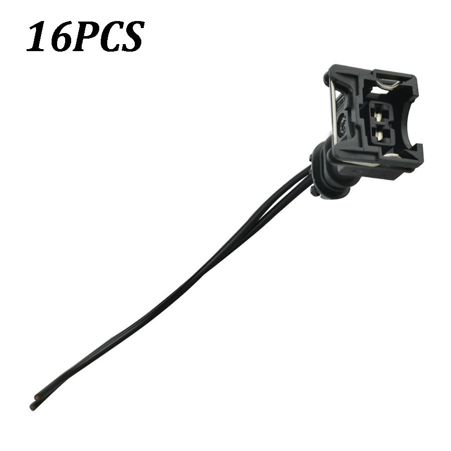 16PCS New Universal Fuel Injector Connector Wiring Plugs Clips Fit For EV1 OBD1 Pigtail Cut & Splice