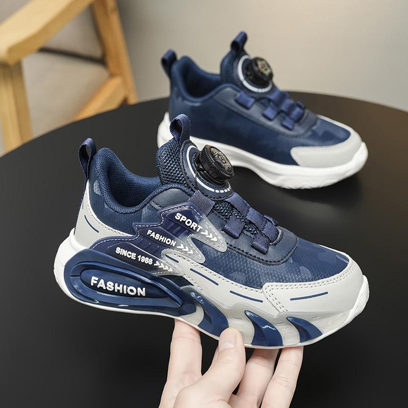Children's Rotating Buckle Classmate Spring and Autumn Breathable Mesh Sports Shoes Boys Versatile Fashion Running Shoes Entity