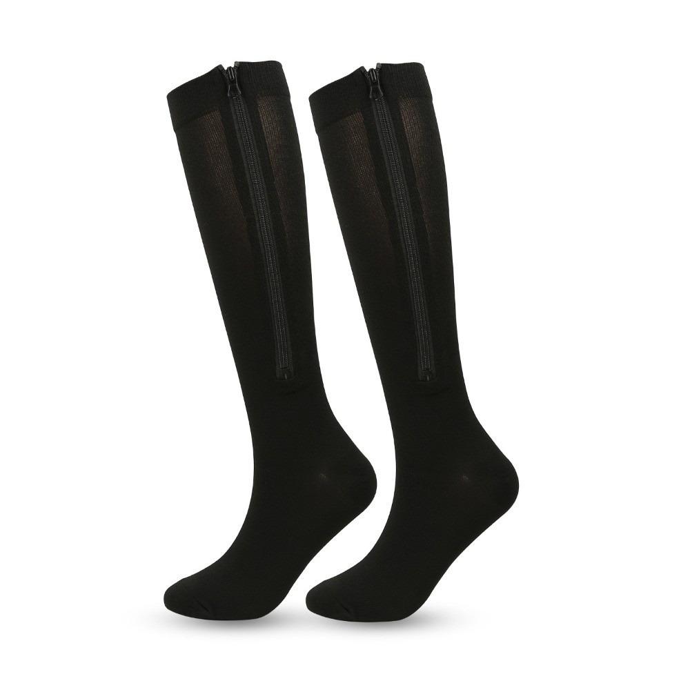 Retro Stripe Pressure Socks Soft Elastic Compress Zipper Socks Sweat-Absorbing Breathable Cycling Sports Socks Outdoor Exercise