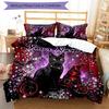 3PC Custom Name Gothic Cat Roses Bedding Set Printed Bedding Set Duvet Cover Closure Includes 1 Duvet Cover & 2 Pillowcases for All Seasons Bedroom