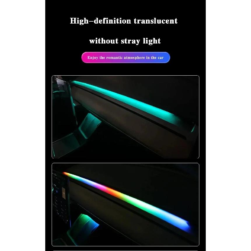 For Tesla Model 3/Y 2 IN 1 Dynamic Neon RGB Car LED Ambient Lighting 60s Automatic OFF Module Dashboard Lighting Decorative Lamp