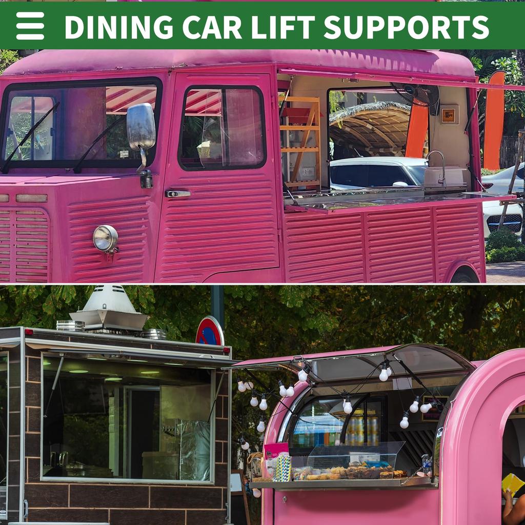 Motoforti Универсальные амортизаторы газовые упоры 20"/510 мм 100 фунтов/445 Н Черные с кронштейнами и винтами