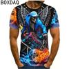 Мужская футболка большого размера с коротким рукавом, индивидуальная футболка с 3D забавным принтом черепов, летняя повседневная свободная пуловер с короткими рукавами и круглым вырезом, топы