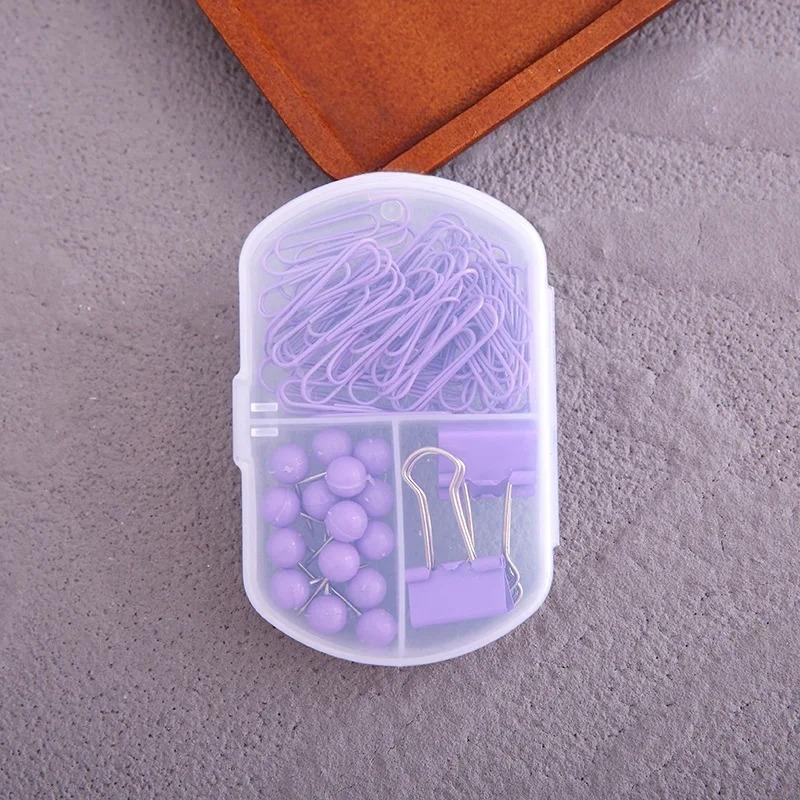 Красочный набор канцелярских товаров 3-в-1 - Милые скрепки, зажимы для бумаги и канцелярские кнопки в наборе для школьных и офисных принадлежностей