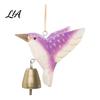 Indoor Window Hanging Decor Hand Carved Wooden Bird Wind Chime, Rustic Bell Symbolic Hummingbird Birthday Gift with Rope, Wood Pendant for Garden Home