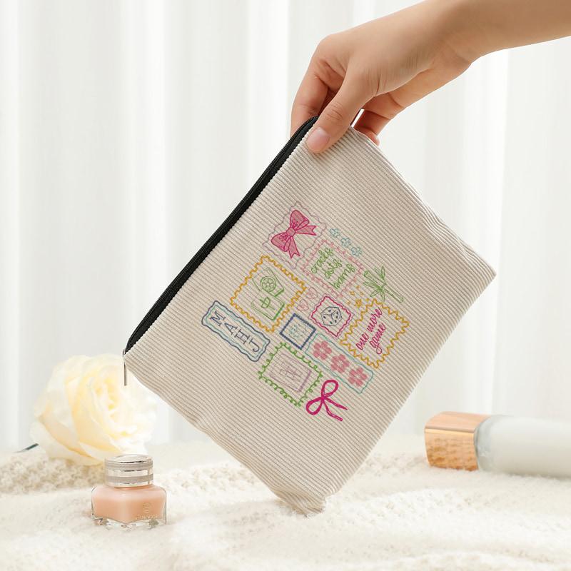 1pc Mahjong Player Makeup Bags Makeup Corduroy Storage Bag Aesthetic Accessory Travel for Women Mahjong Club Game Lover Bags