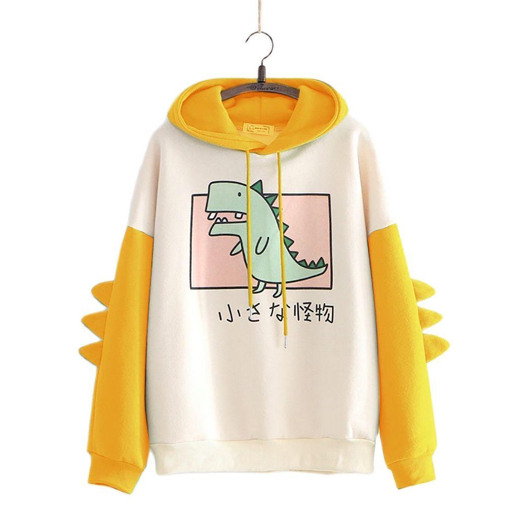 Cute Dinosaur Hoodies Women Sweatshirt Pullovers Tops Harajuku Hooded Girls Female Teens Hooded Clothes 2023