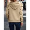 Women's Autumn and Winter Lapel Hooded Solid Colour Long Sleeve Casual Sweatshirt