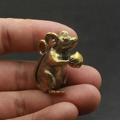 Латунная мышеловка Персик Мини крыса Настольное украшение Бронзовая Каваи животное Металлическая фигурка Традиционный китайский зодиак Ретро украшения