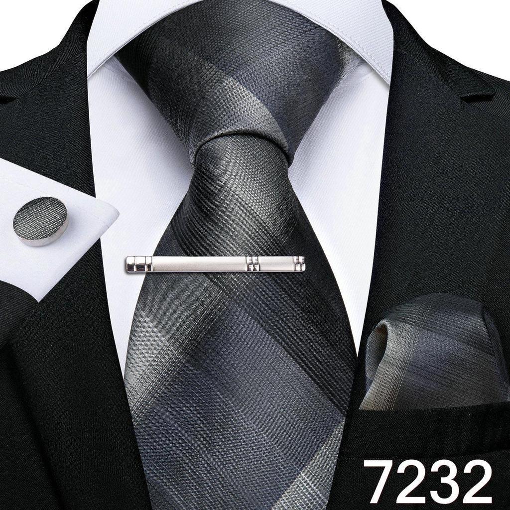 Набор для Мужчин: клетчатый галстук 8,5 см, клип и запонки в клетку
