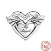 925 Sterling Silver Angel Mom Family Heart Series Shine Beads Fit Original Fashion Charms Bracelets Women DIY Jewelry