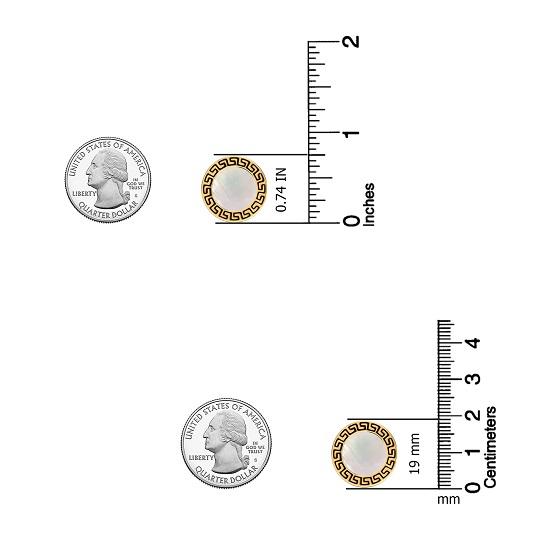 LeCalla Мужские запонки из стерлингового серебра 18 карат с перламутром и греческим ключом для папы, папы, дедушки