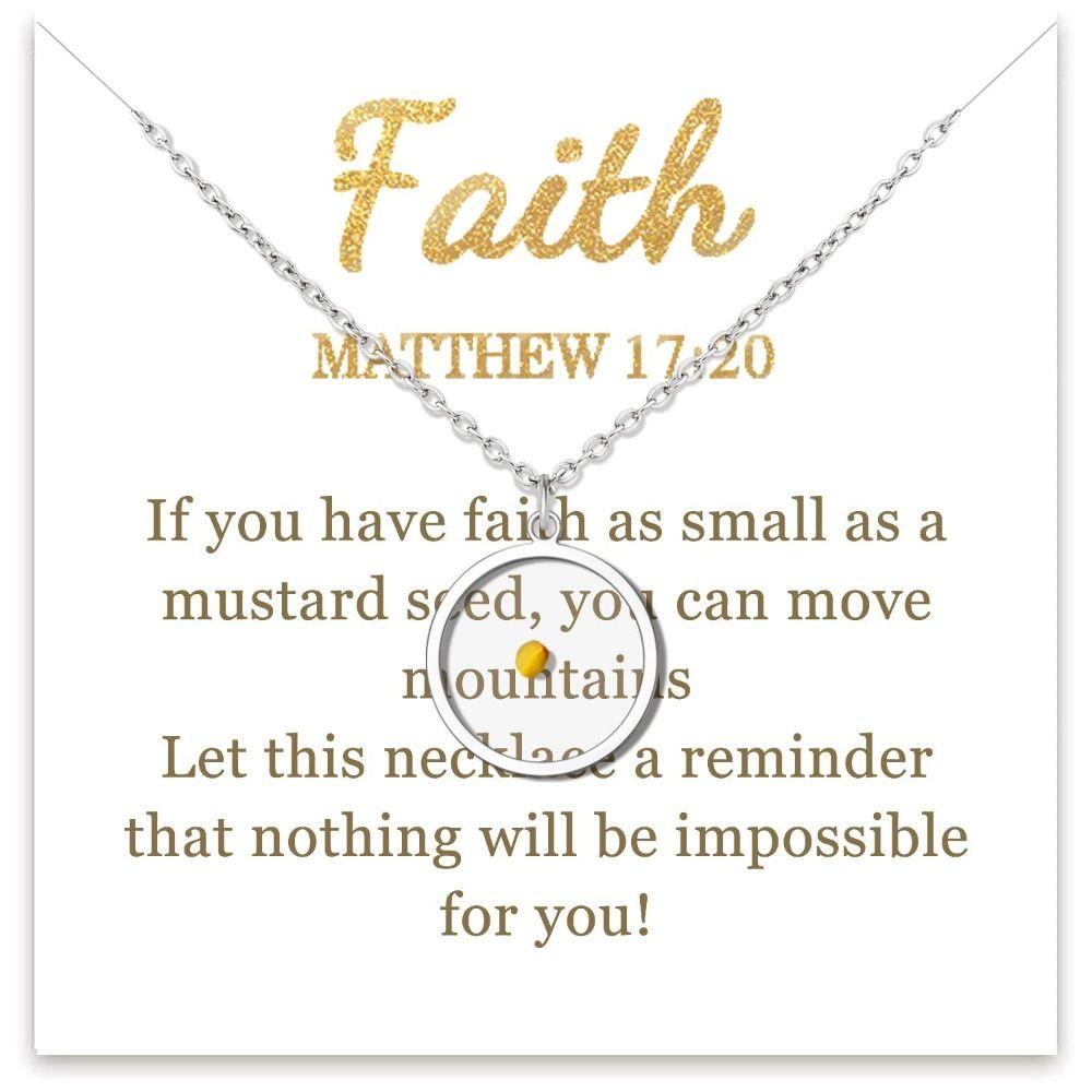 Христианский подарок Подвеска Ожерелье Серебристого цвета Цепочка Ожерелье Новое Ожерелье с семенами горчицы