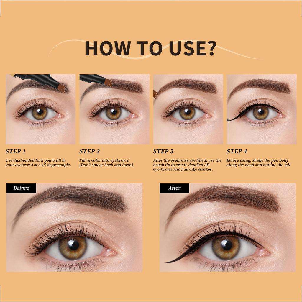 2-в-1 Подводка для глаз Карандаш для бровей Густые брови Гладкая подводка для глаз Водостойкий и устойчивый к поту Карандаш для бровей Жидкая подводка для глаз