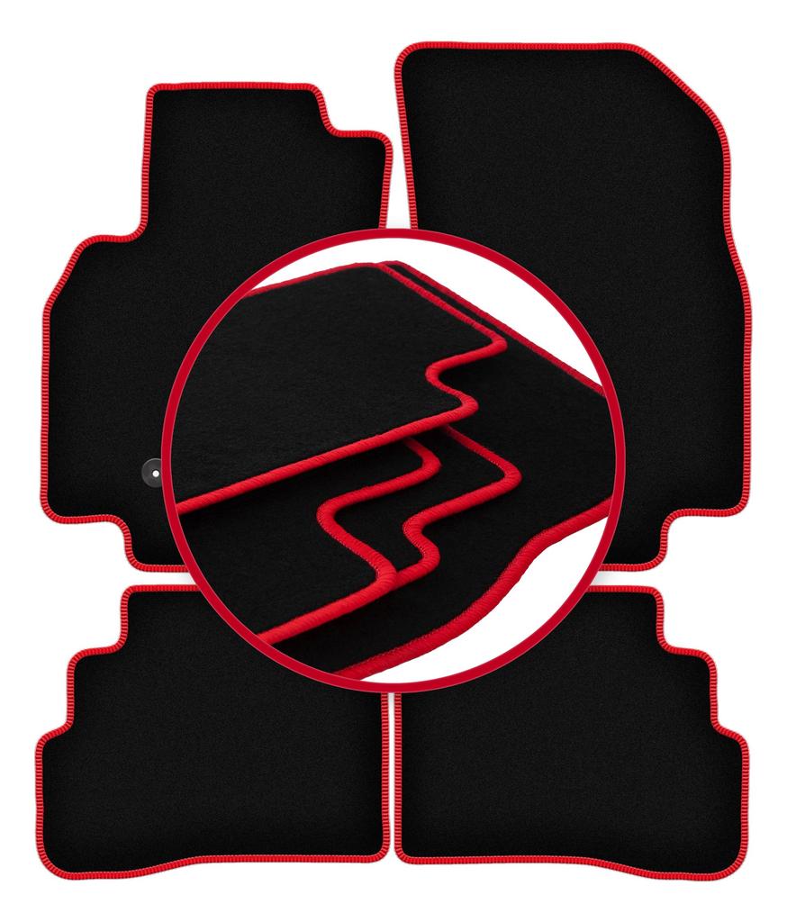 Velour floor mats with red edge for: Opel Karl hatchback (2015-)