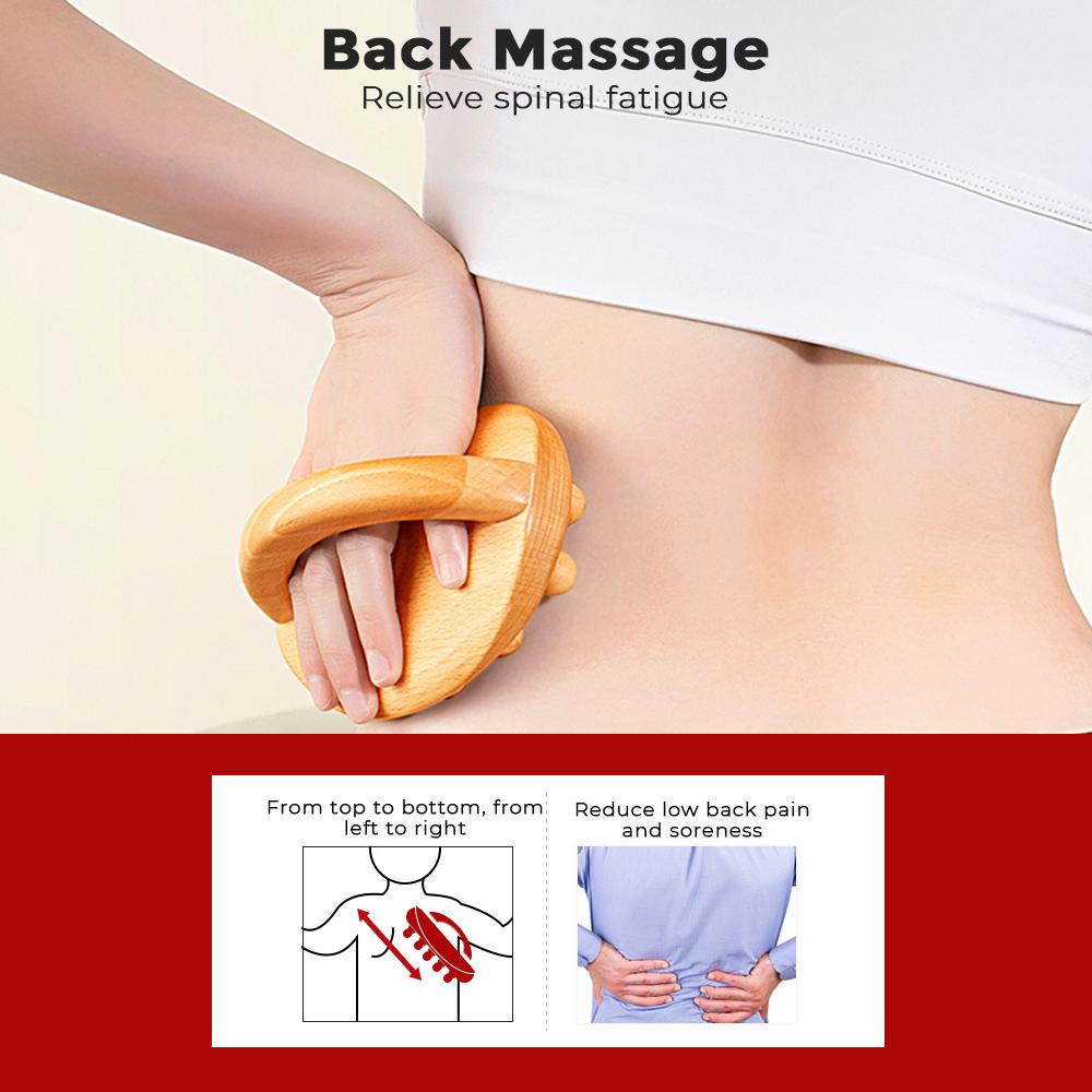 14 Beads Handheld Gua Sha Massage Brush Natural Wood Waist Leg Body Meridian Scraping SPA Therapy Anti Cellulite Relaxation Tool