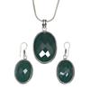 Onyx Green Pendant Set Earrings Jewelry Gemstone Handmade Ethnic