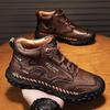 Мужские ботинки из микрофибры, уличные нескользящие ботинки с высоким верхом для пеших прогулок, плюшевые зимние ботильоны, мужские ботинки ручной работы