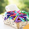 50Pcs Wooden Clothespins Photo Clips Strong Grip Compact Size Portable Heavy-Duty Craft Art Picture Clips Colorful Clothespins