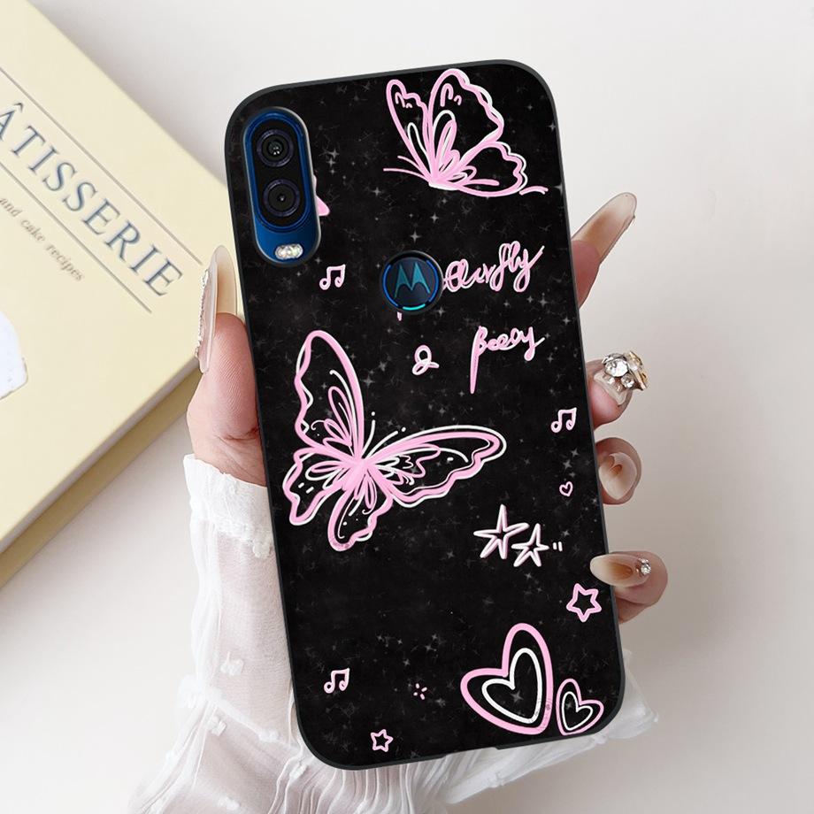 Чехол для телефона Motorola One Vision One Macro Задняя крышка Motorola P50 Мягкий матовый силикон Тонкий Fundas Милый панда кролик цветок