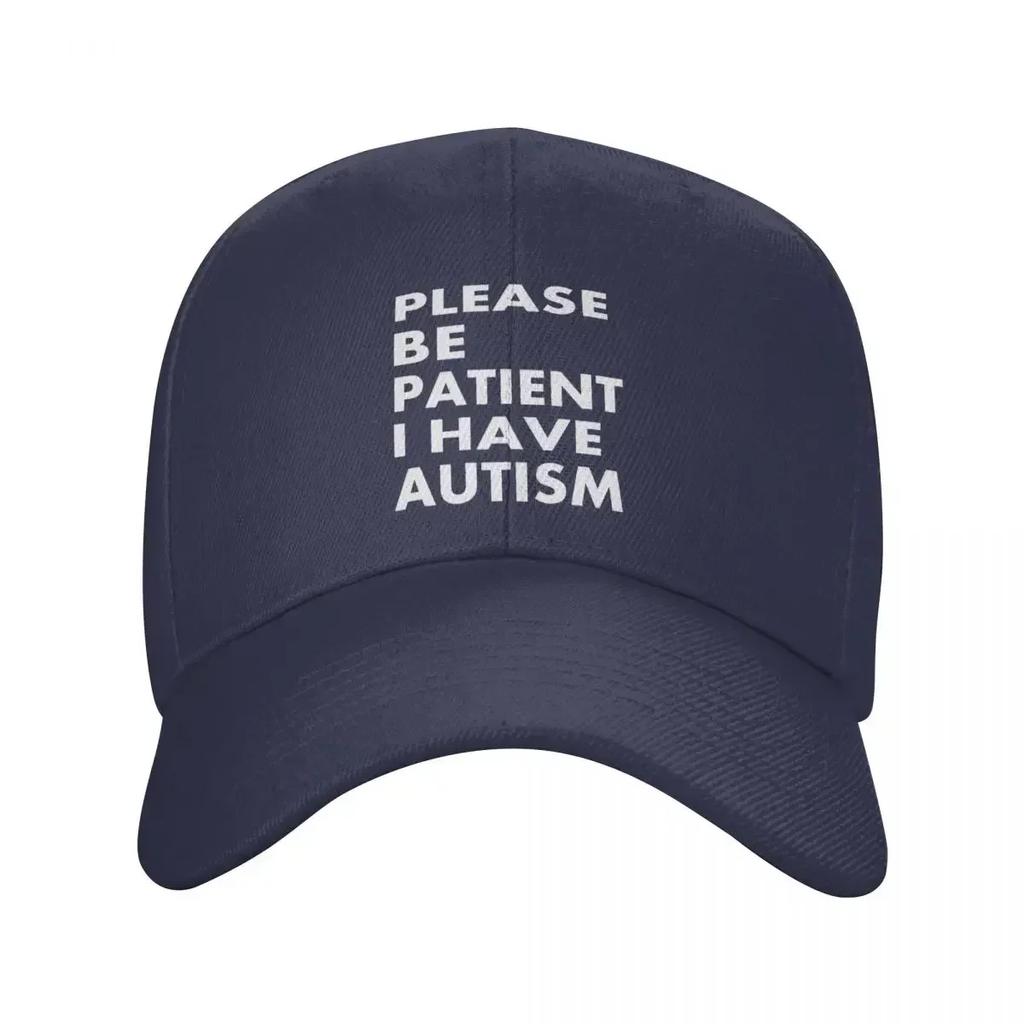 Please Be Patient I Have Autism Letter Print Baseball Cap for Unisex Women Adjustable Adult Dad Hat Outdoor Snapback Caps