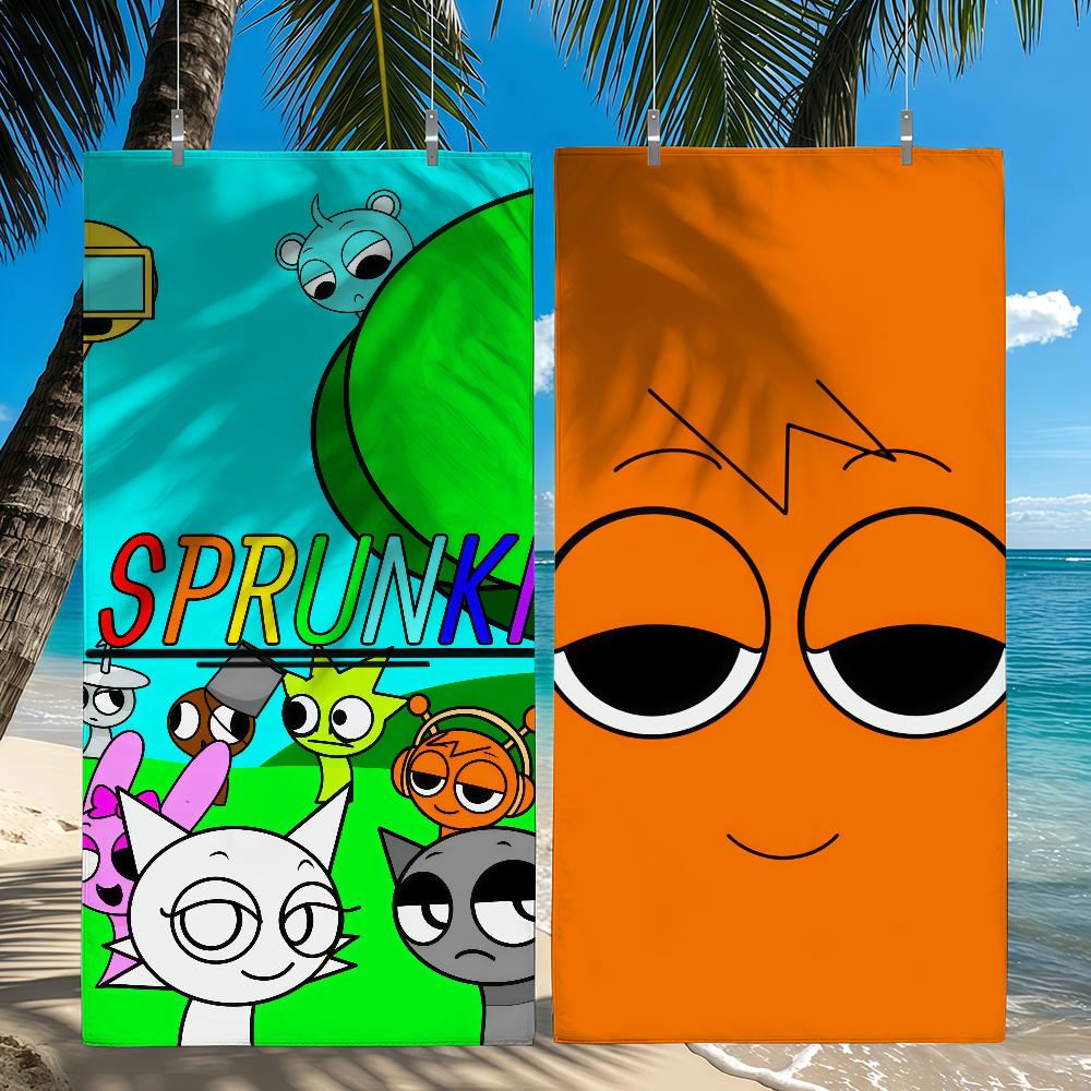 Мультяшная I-Incredibox S-Sprunki Полотенце Пляжное Полотенце Дорожное Легкое Приятное для Кожи Для Бассейна Пляжа Кемпинга Круиза Лето