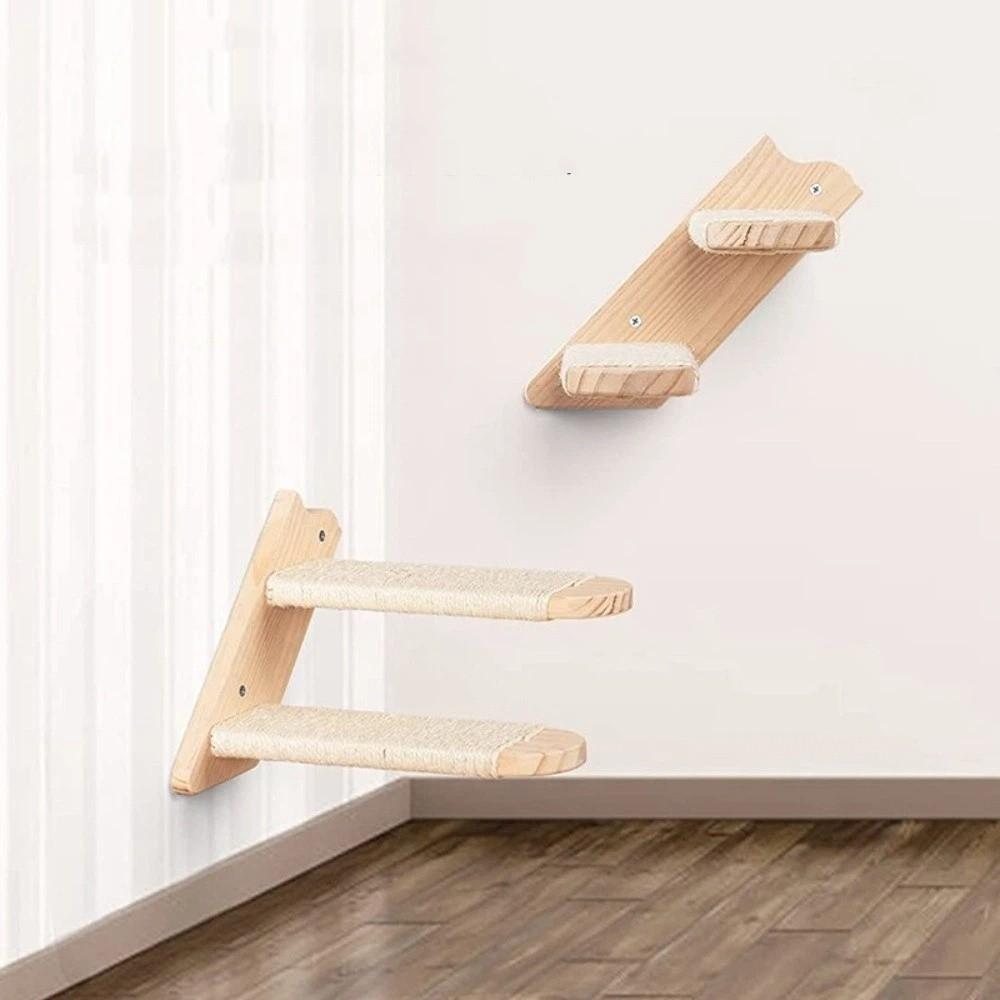 Space Saving Cat Climbing Shelf Wooden Cat Jumping Platform Cat Playground Pet Wall Steps Playing