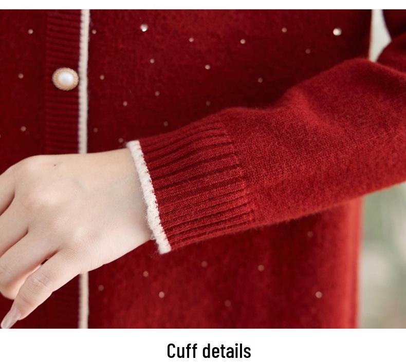 Mom's 2025 Winter Faux Two-Piece Knit Top: Stylish, Warm, Plus Velvet Thickened Sweater for Autumn & Winter