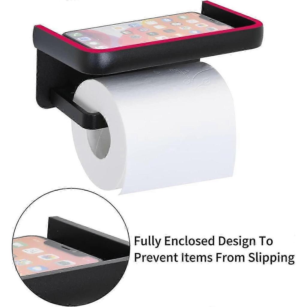 Wall-Mounted Toilet Paper Holder with Shelf without Drilling Aluminum Adhesive Toilet Paper Holder Toilet Paper Roll Holder